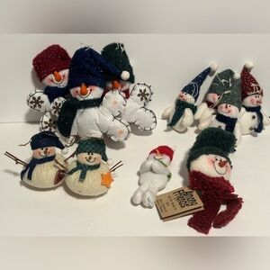 Large Collection of Stuffed Snowman Ornaments